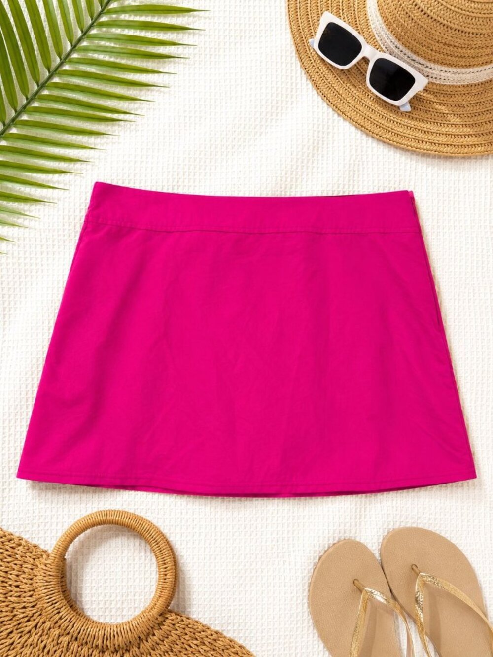 Lands’ End Swim Skirt Size 16 Hot Pink Attached Bottom Side Zip Swim Bottoms